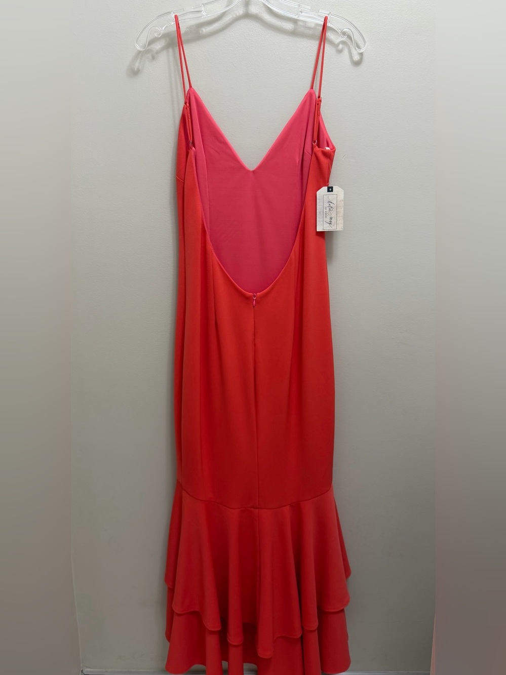 Katie May Aphrodite Maxi Dress Open Back Ruffle Hem in Cayenne Size M NWT NEW - Picture 4 of 11